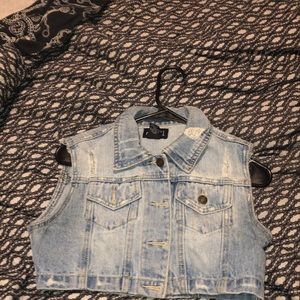 Jean crop top vest